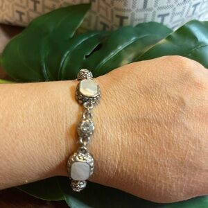 Elegant Silver and White Bracelet